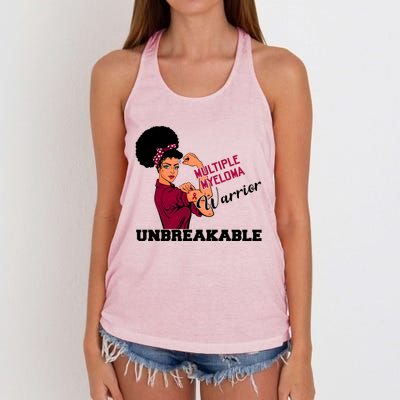 Multiple Myeloma Warrior Unbreakable African American Cool Gift Women's Knotted Racerback Tank