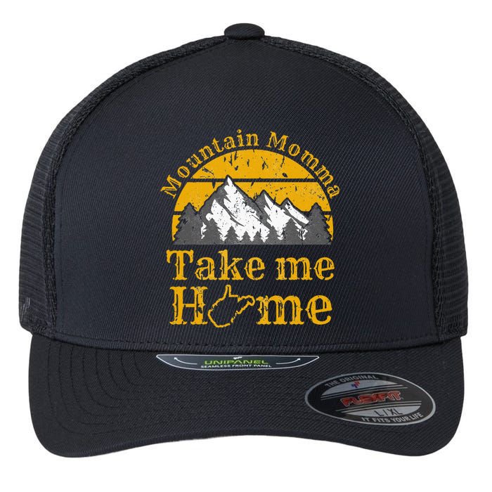 Mountain Momma West Virginia Take Me Home WV Map Mountains Flexfit Unipanel Trucker Cap