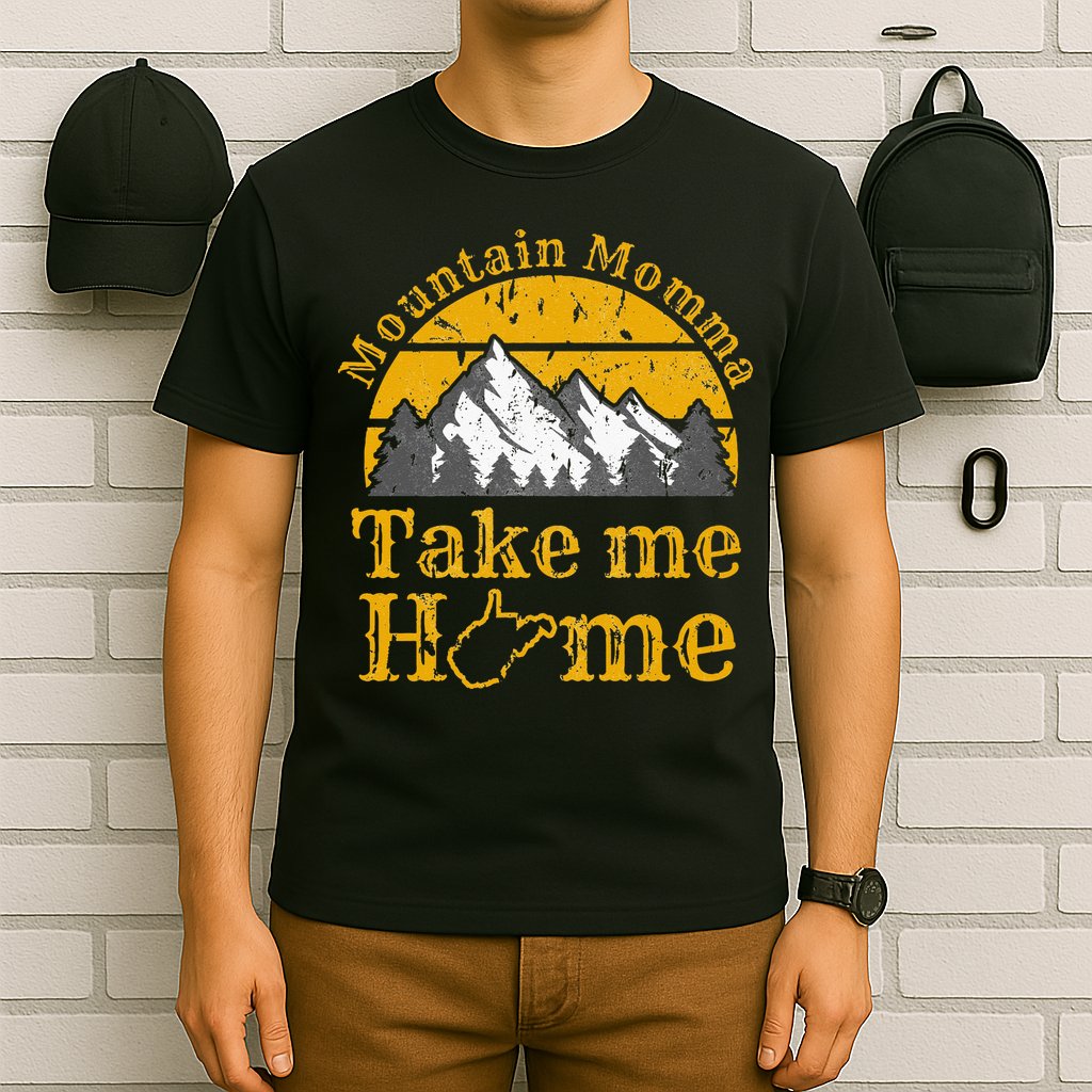 Mountain Momma West Virginia Take Me Home WV Map Mountains T-Shirt