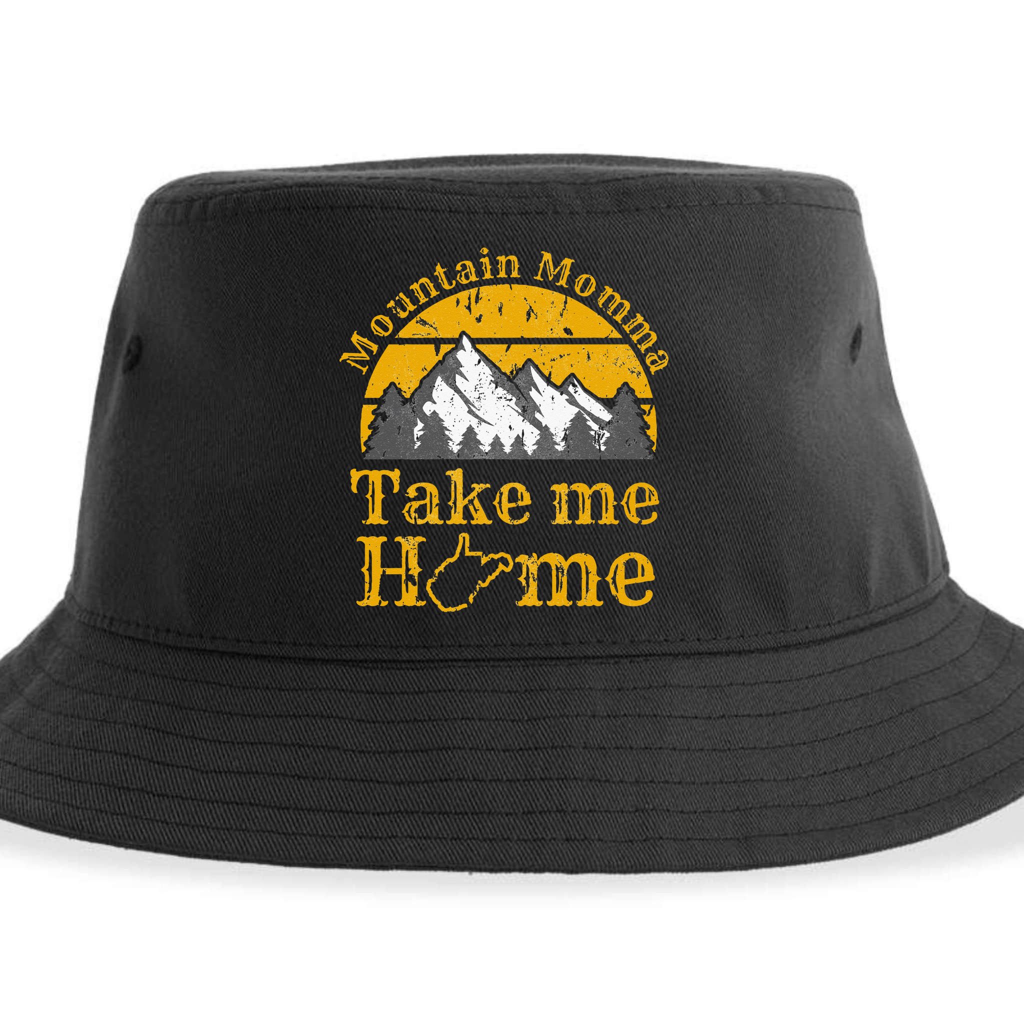 Mountain Momma West Virginia Take Me Home WV Map Mountains Sustainable Bucket Hat
