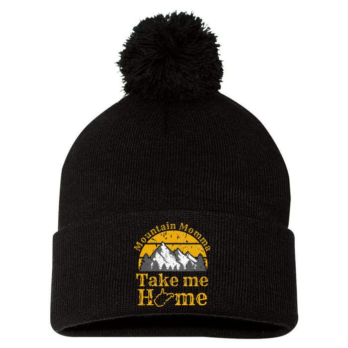 Mountain Momma West Virginia Take Me Home WV Map Mountains Pom Pom 12in Knit Beanie