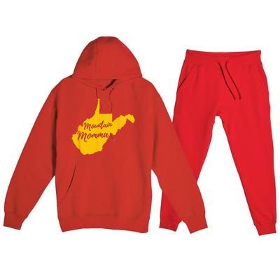 Mountain Momma West Virginia State Map Premium Hooded Sweatsuit Set