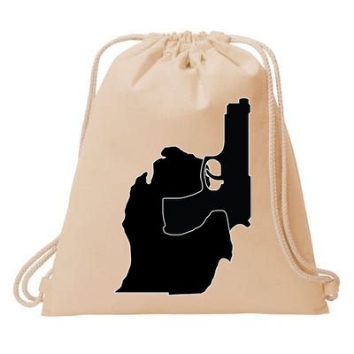Michigan Mitten With Gun Design Drawstring Bag