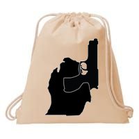 Michigan Mitten With Gun Design Drawstring Bag