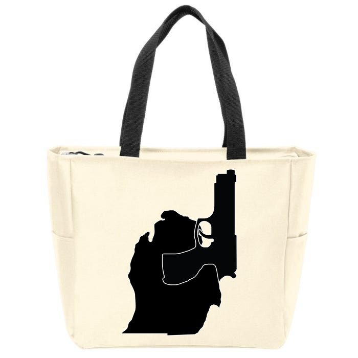 Michigan Mitten With Gun Design Zip Tote Bag