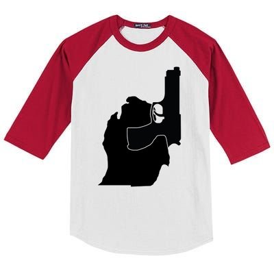 Michigan Mitten With Gun Design Kids Colorblock Raglan Jersey