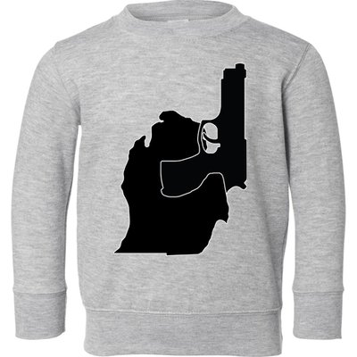 Michigan Mitten With Gun Design Toddler Sweatshirt