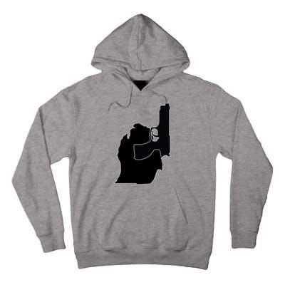 Michigan Mitten With Gun Design Tall Hoodie