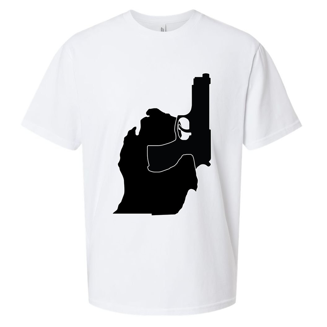 Michigan Mitten With Gun Design Sueded Cloud Jersey T-Shirt
