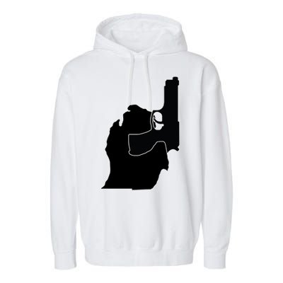 Michigan Mitten With Gun Design Garment-Dyed Fleece Hoodie
