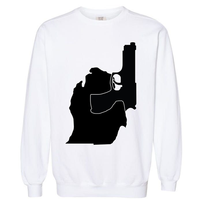 Michigan Mitten With Gun Design Garment-Dyed Sweatshirt