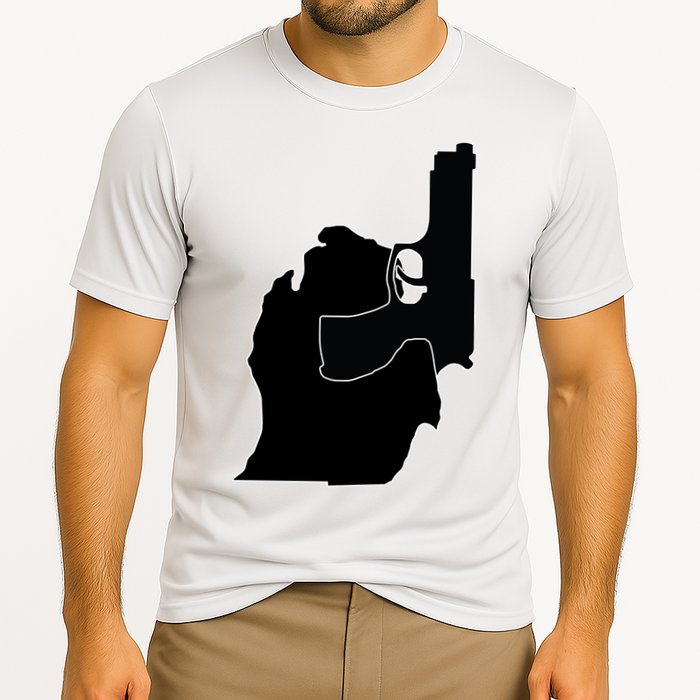 Michigan Mitten With Gun Design Cooling Performance Crew T-Shirt