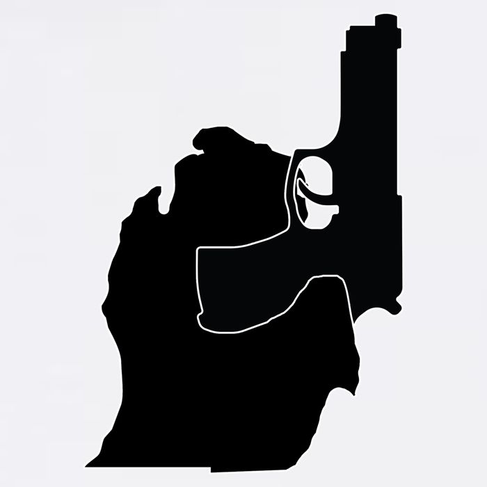 Michigan Mitten With Gun Design T-Shirt
