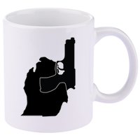 Michigan Mitten With Gun Design 11oz C Handle Ceramic Mug