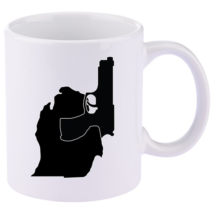 Michigan Mitten With Gun Design 11oz C Handle Ceramic Mug