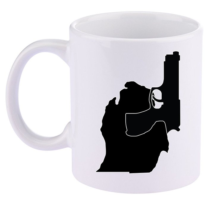 Michigan Mitten With Gun Design 11oz C Handle Ceramic Mug