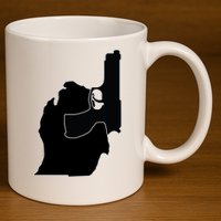 Michigan Mitten With Gun Design 11oz C Handle Ceramic Mug