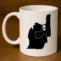 Michigan Mitten With Gun Design 11oz C Handle Ceramic Mug