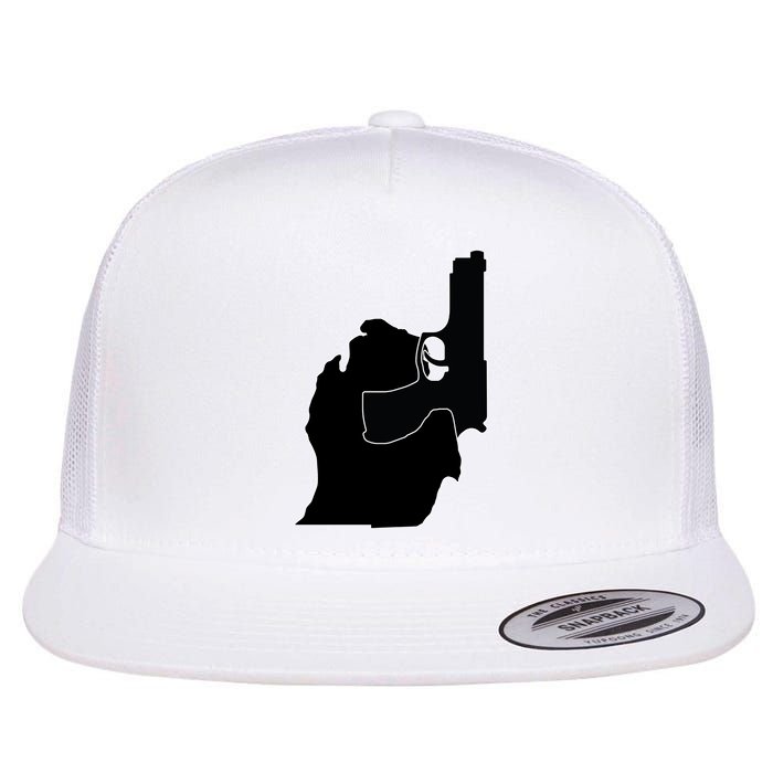 Michigan Mitten With Gun Design Flat Bill Trucker Hat