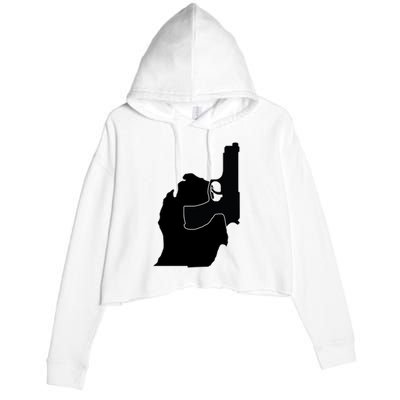 Michigan Mitten With Gun Design Crop Fleece Hoodie
