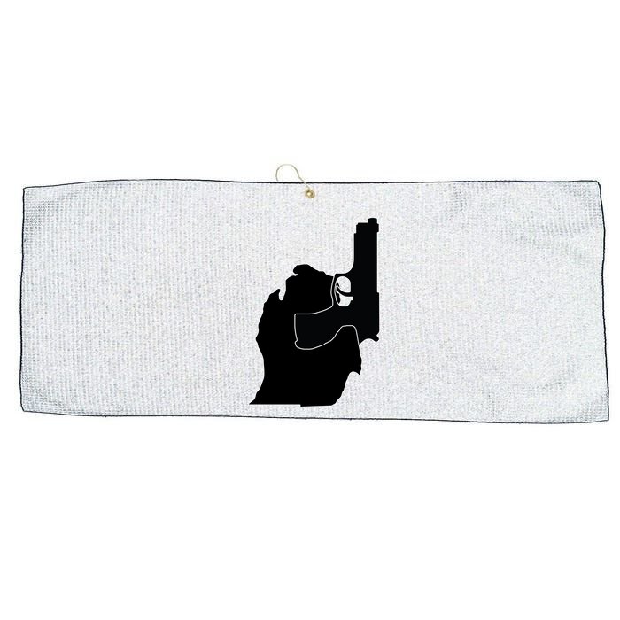 Michigan Mitten With Gun Design Large Microfiber Waffle Golf Towel