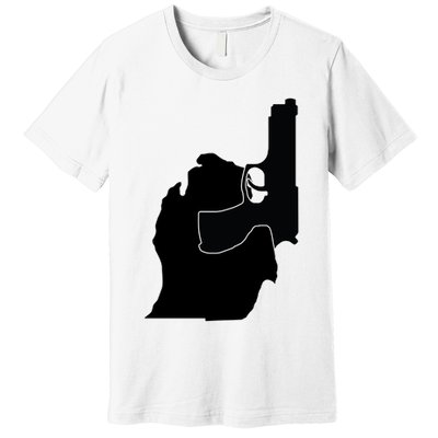 Michigan Mitten With Gun Design Premium T-Shirt