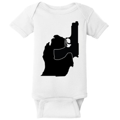 Michigan Mitten With Gun Design Baby Bodysuit