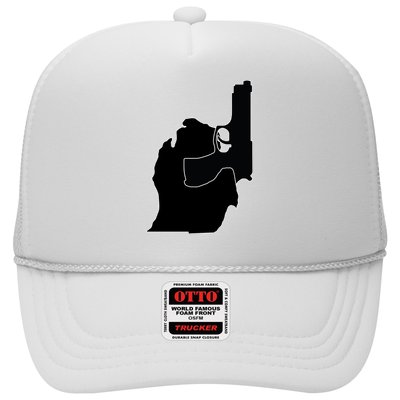 Michigan Mitten With Gun Design Trucker Hat
