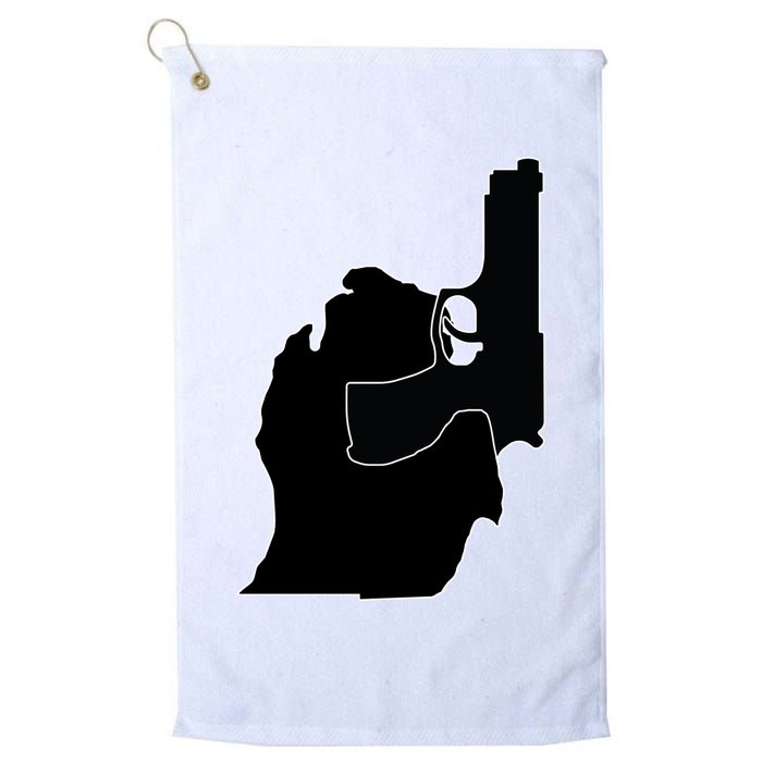 Michigan Mitten With Gun Design Golf Towel