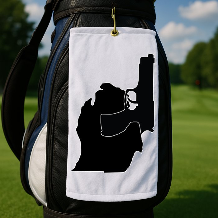Michigan Mitten With Gun Design Golf Towel
