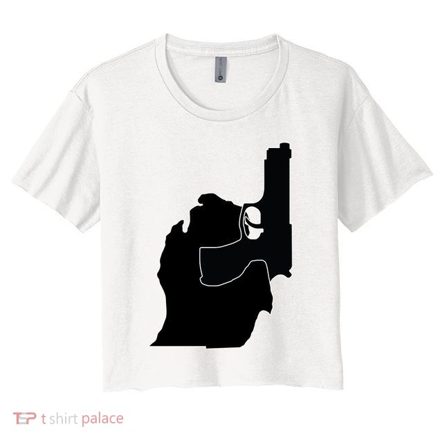 Michigan Mitten With Gun Design Crop Top