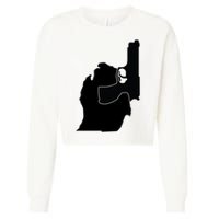 Michigan Mitten With Gun Design Cropped Pullover Crew