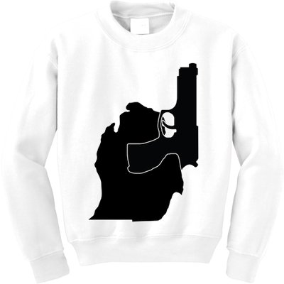 Michigan Mitten With Gun Design Kids Sweatshirt