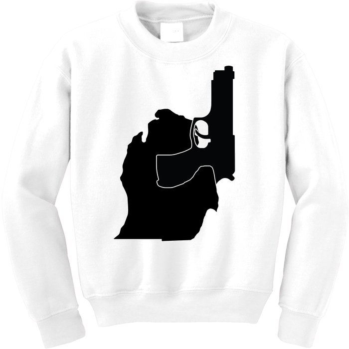 Michigan Mitten With Gun Design Kids Sweatshirt