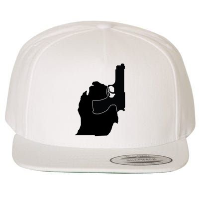 Michigan Mitten With Gun Design Wool Snapback Cap