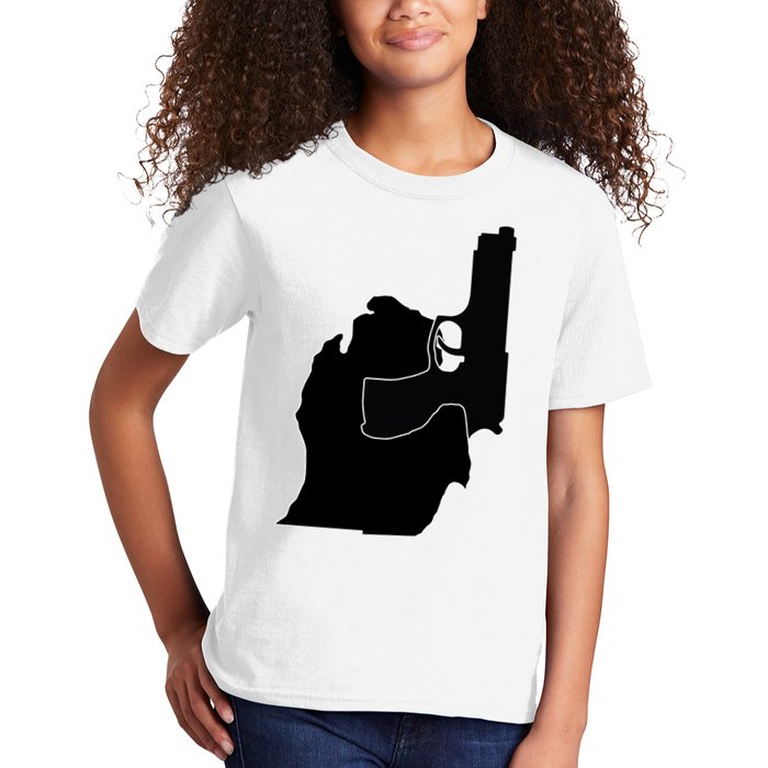 Michigan Mitten With Gun Design Kids T-Shirt