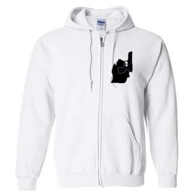 Michigan Mitten With Gun Design Full Zip Hoodie