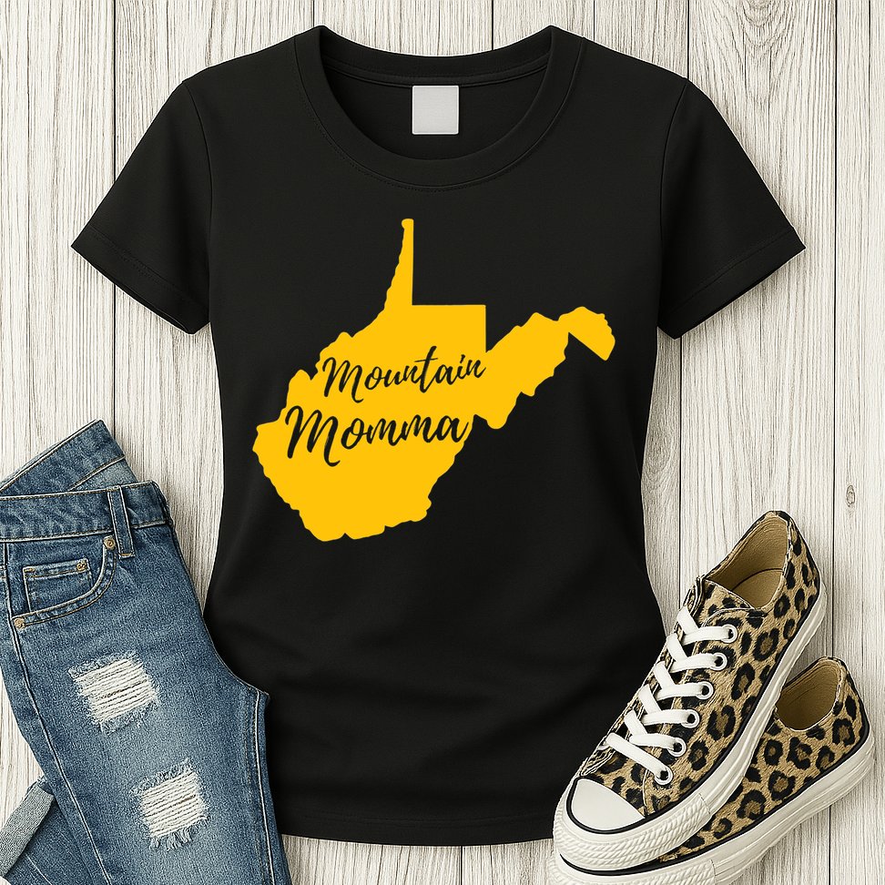 Mountain Momma West Virginia State Map TShirt Womens T-Shirt