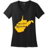 Mountain Momma West Virginia State Map TShirt Women's V-Neck T-Shirt