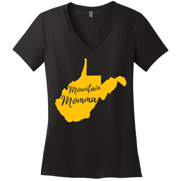 Mountain Momma West Virginia State Map TShirt Women's V-Neck T-Shirt