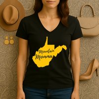 Mountain Momma West Virginia State Map TShirt Women's V-Neck T-Shirt