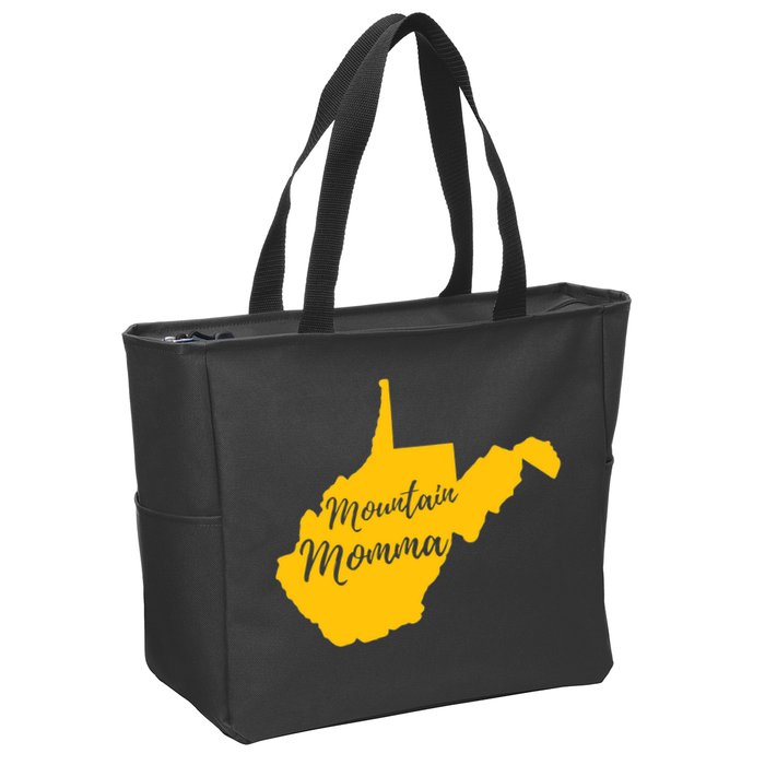 Mountain Momma West Virginia State Map TShirt Zip Tote Bag