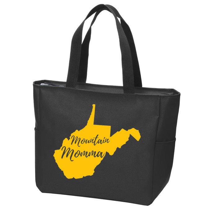 Mountain Momma West Virginia State Map TShirt Zip Tote Bag