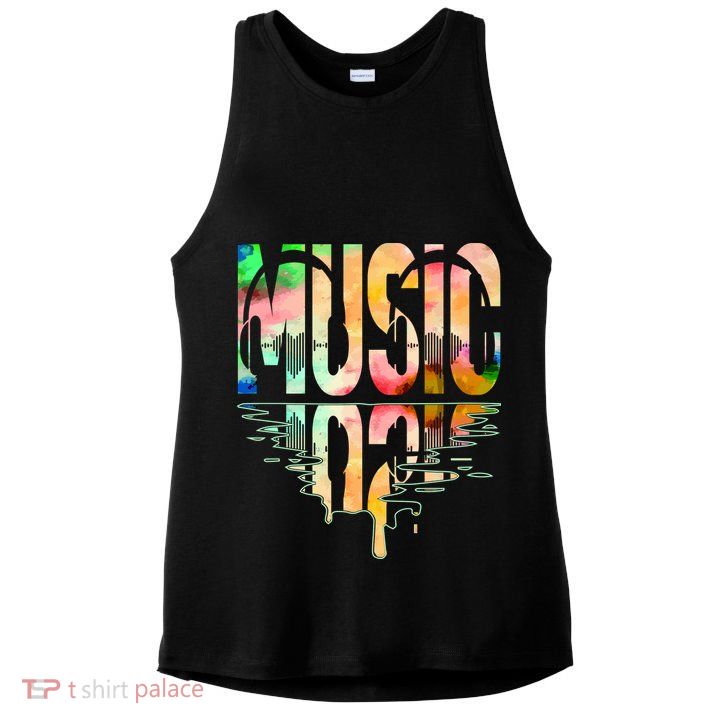 Music Mirrored Watercolor Logo Ladies PosiCharge Tri-Blend Wicking Tank