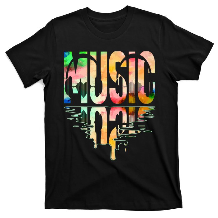 Music Mirrored Watercolor Logo T-Shirt