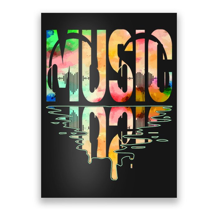 Music Mirrored Watercolor Logo Poster