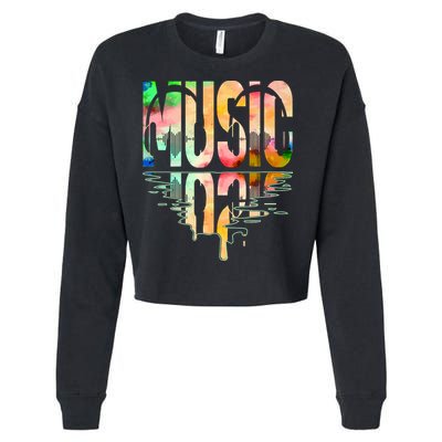 Music Mirrored Watercolor Logo Cropped Pullover Crew