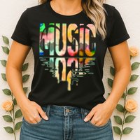Music Mirrored Watercolor Logo Womens T-Shirt