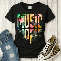 Music Mirrored Watercolor Logo Womens T-Shirt