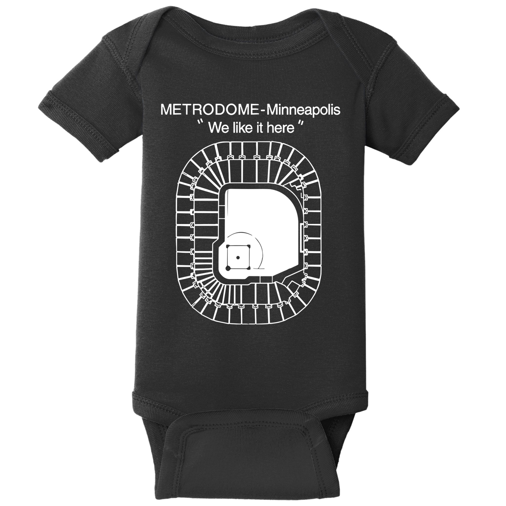 Metrodome Minneapolis We Like It Here Baby Bodysuit